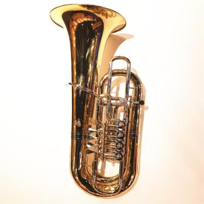 China Gold Lacquer 4x4 F Tuba 4 Rotary Valves Tuba Head Bb for sale