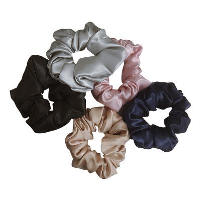 China Women Hair Care Ropes Scrunchies Soft Hair Bands 19mm Fashionable Silky Silk Elastic Hair Band for sale