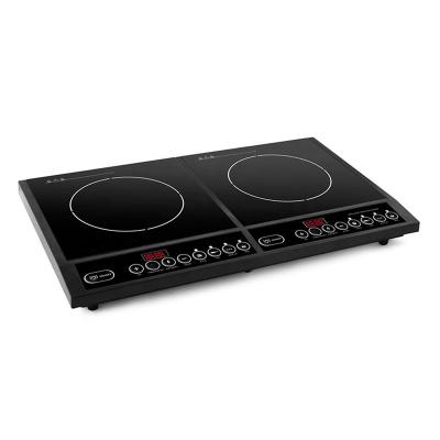 China Household Black Ceramic Double Burner 2 Heads Stove Cooktop Infrared Induction Cooker for sale