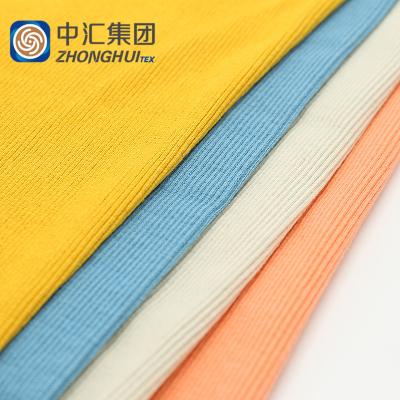 China Best Selling Stretch Stock Fabric Cotton 2X2 Spandex Rib Knitted Single Jersey Fabric For T Shirt for sale