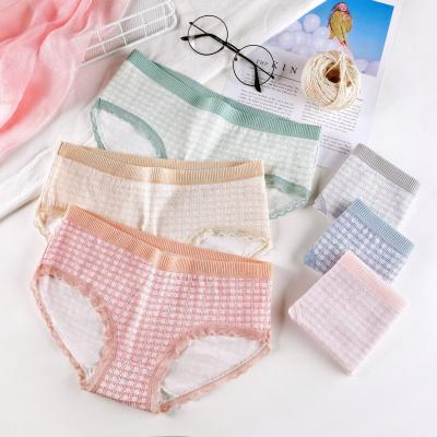 China No Trace Comfortable Girls Bow Control Pattern Lace Edge Women Panties Cotton Underwear Briefs With Mid Waist for sale