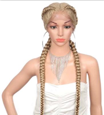 China 613 Long Yaki Box Braids Wig Braided Lace Wig Long Dreadlock Hair Synthetic Blonde Twist Box Braid Wig For Black Women for sale