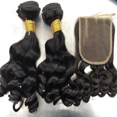 China Unprocessed Curly Raw Indian Hair Bundles With Closure 12a Peruvian Hair Bundles With Closure Virgin Hair Bundles With Closure for sale