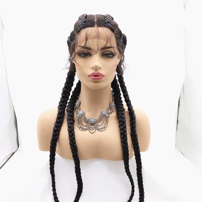 China Regular Wave Colored 30 Inch Braided Machine Sewing Cheap Wigs With Lace Front Synthetic Wig Lowest Price Synthetic Hair Wigs for sale