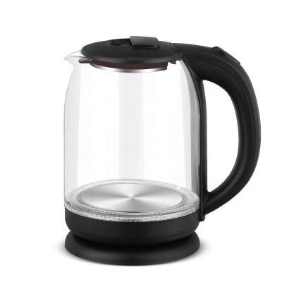 China 360 Degree Rotation Base Kettle Glass Electric Tea Kettle with LED Light 1200W 1.8L Cordless Water Kettle Boiler Portable Teapot for sale