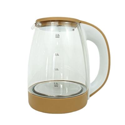 China 360 Degree Rotating New Item Food Grade Borosilicate Glass Kettle Base 1.8L Stainless Steel With LCD Display Glass Water Boiler Cordless Electric Kettle for sale