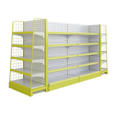 China Single-Sided Factory Direct Selling Shelves Supermarket Shelf Retail Gondola Shelving Single&Double-Sided Rack Yellow White for sale