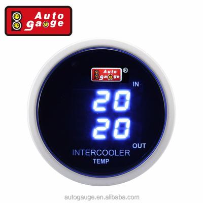 China Best Selling Dual Inter Cooler Temp Meter 52mm Electric Best Selling With Blue Sensor LED Display Automatic Dual Intercooler Temp Measurement for sale