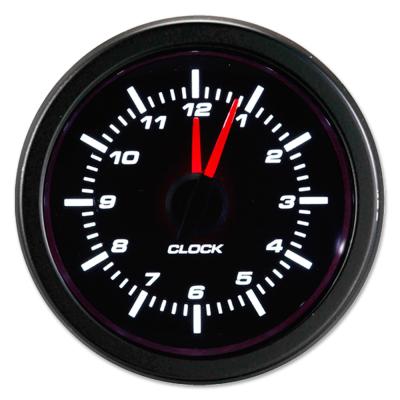 China Led Clock Display 52mm Needle Black Face Car Clock Electric Gauge for sale