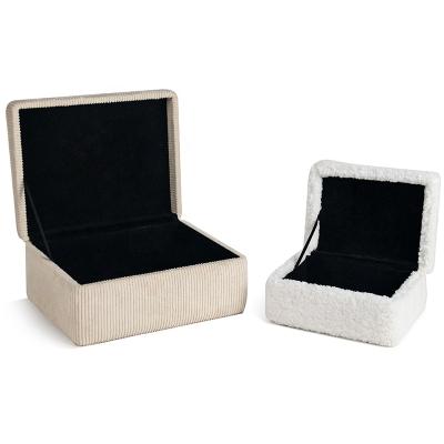 China Luxury White Mixed Furry Custom Canvas Cover Polyester Jewelry Storage Box Organizer Eco-friendly for sale