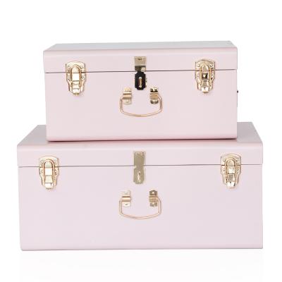 China Sustainable metal trunk box pre-assembled 2 decorative metal and storage trunks for sale