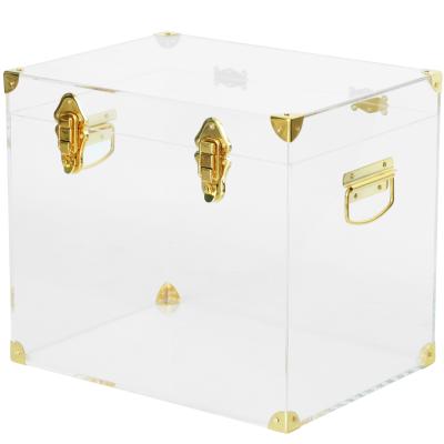 China Sustainable acrylic storage box with clear acrylic lock trunk for fabric organization for sale