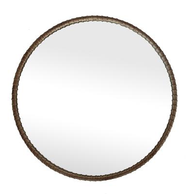 China Eco - Friendly Large Decorative Round Pleated Velvet Covered Wooden Frame Round Wall Mirror for sale