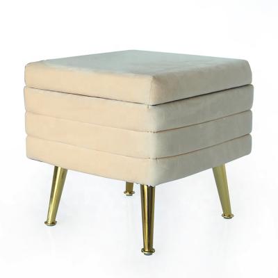 China Modern Adjustable Storage Stool End Bed Stool White 4 Leg Fabric (Other) Stool Set With Gold Legs for sale