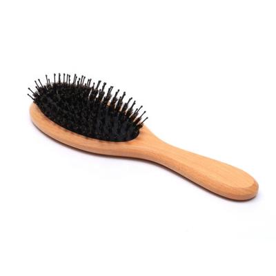 China Cushion Hairstyle Styling Makeup Palette Boar Hair Detangling Hair Brush with Less Plastic Pins for sale