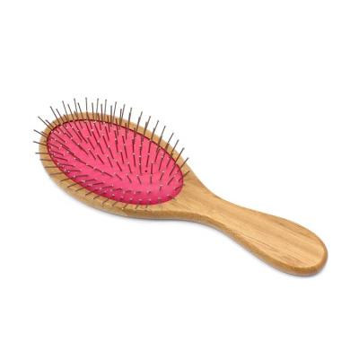 China Wooden Cushion Hair Brush Salon Tools Around Comb Custom Wooden Rose Hair Comb Massager For Girls for sale