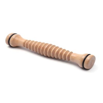 China Body OEM Natural Lotus Wood Logo One Hand Held Wooden Stick Body Massager For Office for sale