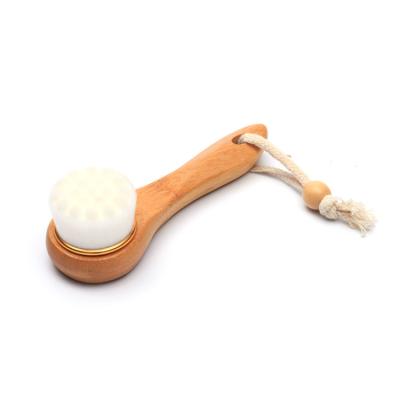 China Custom Logo Wooden Skin Rejuvenation Facial Cleansing Skin Exfoliating Brush for sale