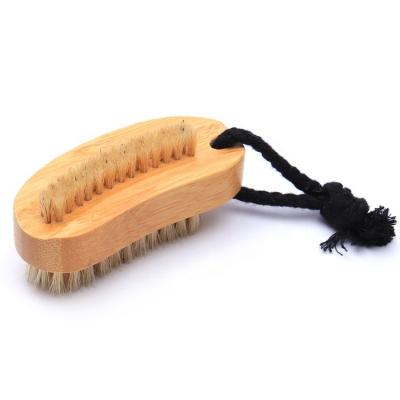 China Custom Bilateral NAIL Bristle Pedicure Nail Boar Cleaning Bamboo Scrub Nail Brush for sale