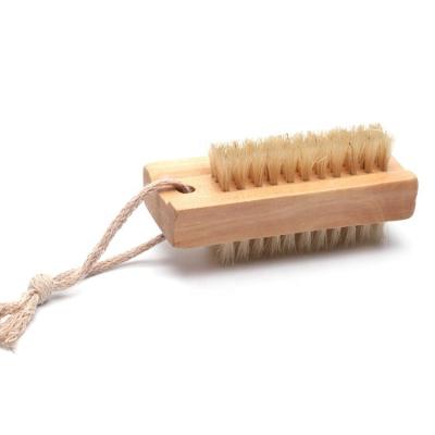 China NAIL Lotus Wood Boar Bristle Body Natural Nail Foot Scrubber Cleaning Brush For Home for sale