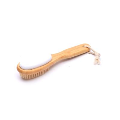 China EXFOLIATE shower foot scrubber long reach soft eco natural bamboo brush with nylon bristle for sale