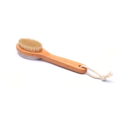 China EXFOLIATE Newest Multifunctional Hook Lotus Wood Boar Bristle Bamboo Foot Scrubber Folder Bath Brush for sale