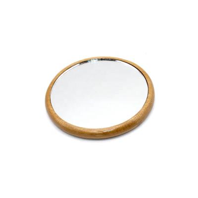 China Mini Pocket Natural Bamboo Mirror Lighted Portable Mirror Makeup Mirror for sale