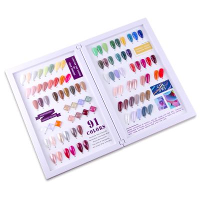 China Nail Acrylic Gel Polish Private Label 91 PC Color Card Display Chart Book Appearance Shelf Book For Nail Art Salon for sale