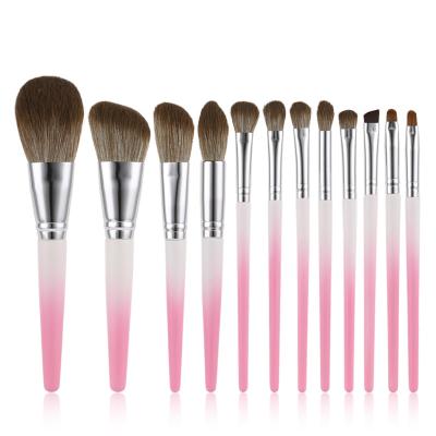 China Angular Blush 10 Pcs Makeup Brush Set Professional Brown Cosmetic Beauty Tools Synthetic Brush Set Makeup for sale