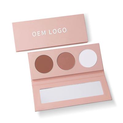 China Custom makeup 3 color contour palette natural cosmetic sunscreen wholesale bronze contour highlighter for you logo for sale