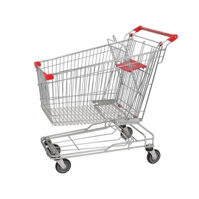 China Durable Best Price Grocery Cart Manufacturer Cheap Four Wheels Metal Supermarket Used Shopping Trolley For Sale for sale