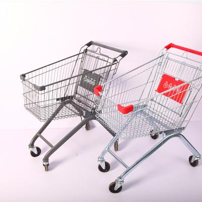 China Durable Small Foot Metal Supermarket Trolley Grocery Cart Dolls Toys Supermarket Shopping Trolley With Wheels for sale