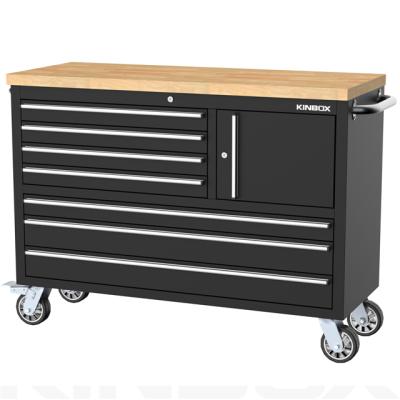 China Warehouse Kinbox 48inch Size Large Factory Box Set In 4 Wheels And Wooden Worktop for sale