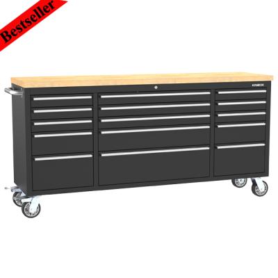 China Warehouse Kinbox 2020 72 inch tool cart rotation with 15 drawers and large casters/tool ​​garage storage boxes/Steel Cabinet for sale