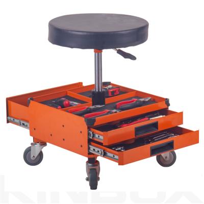 China Auto Repair Tools Kinbox 300-Pound Capacity Pneumatic Rolling Mechanic Stool Seat In Workshop for sale