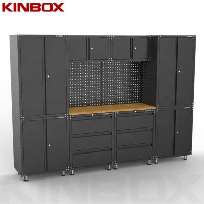 China Easily Assembled Kinbox 11 Pieces Modular Work Table Hardware Cabinet Garage For Tool Storage for sale