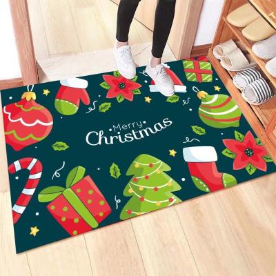 China Custom Design Washable Home Non-Slip Blanket 3d Printing Entryway Christmas Mat for sale