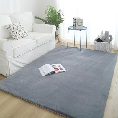 China Washable 2021 hot selling color rabbit fur area rugs faux rectangle white poliester alfombra for sale