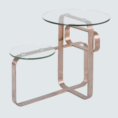 China Factory OEM ODM Simple Modern High Quality Modern Stainless Steel Frame Glass Top Side Table for sale