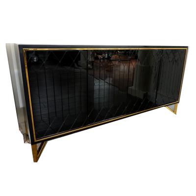 China Guanye Hotsale Handmade Luxury Modern Concise Style Wooden Sideboard Sideboard Black Mirror Sideboard Cabinet for sale