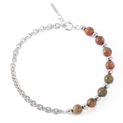 China Europe and America plated unakite link chain necklaces women's jewelry silver women's gift party fashion necklace for sale