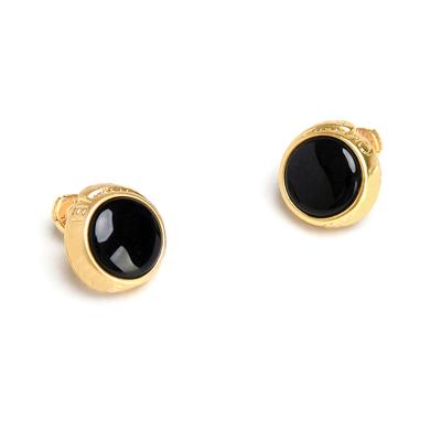 China Fashion Metal Ruby Stud Earrings Women Round Zircon Brass Framing Setting Gold Bridal Earrings for sale