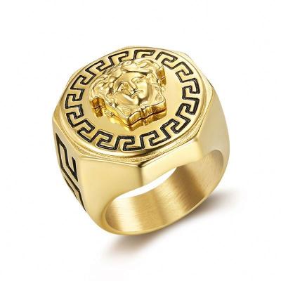 China Radiation and Corrosion Resistance Ancient Greek Medusa Ring Stainless Steel Gold Color-Plated Medusa Hip-Hop Men's Ring for sale