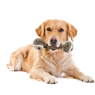 China PPYOU Custom Sustainable Ball Rope Double Chew Toys Natural Pet for sale