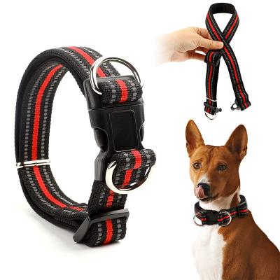 China PPYOU Nylon Dog Collar Light Up Custom Military Reflective Pet Dog Collar Reflective for sale