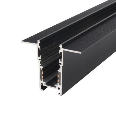 China Modern Black Recessed Enclosed Magnet Track Rail System For Magnetic Track Lights System for sale