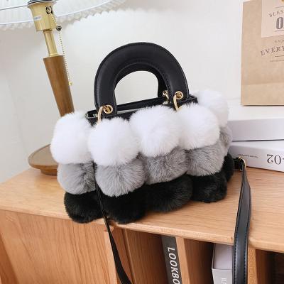 China Hot Wholesale Plush Ladies Purses Faux Fur Luxury Faux Fur Handbags Cute Plush Bag For Women for sale