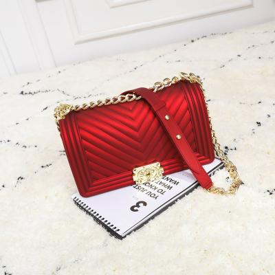 China Fashion Wholesale Hot Sale Ladies Chain Matt Frosted Cross Purses Jelly Handbags - Body Bag for sale