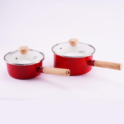 China Factory direct sale Amazon handle enamel soup pot glass cover hot viable simple cast iron cookware cooking tool 3 sizes for sale