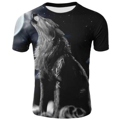 China Anti-pilling OEM design 3d full sublimation printing t-shirt, wolf 3d t-shirt, lion 3d printing t-shirt for sale